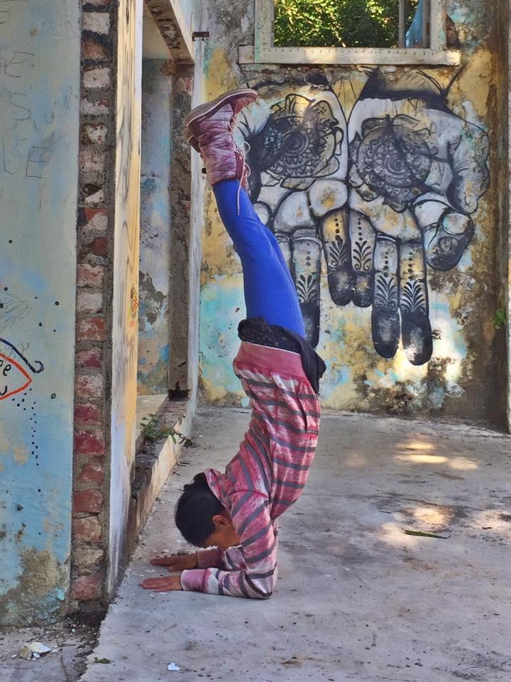 handstand at beatles ashram 4